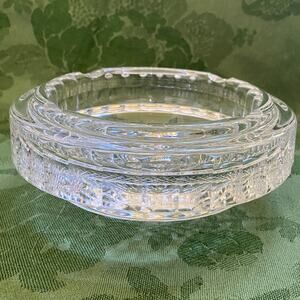 RARE LARGE 4 Notch Waterford Crystal Ashtray 6.5" Heavy Cut Starburst Ireland